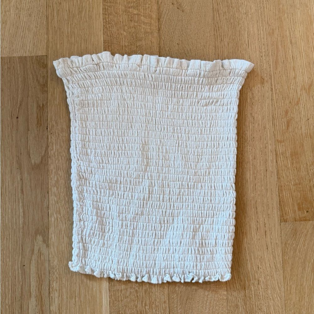 Love Tree White Smocked Tube Crop Top